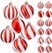 12 Pcs 2.4 Inch Christmas Ball Ornaments Glittering Plastic Hanging Decorations Elf Balls Swirl Candy Cane Peppermint Christmas Tree Pendants for Xmas Tree Decoration (Red and White)